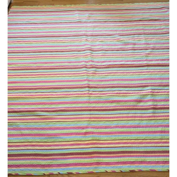 Rainbow Quilt Homemade‎ With Machine 84" X 84" & 2 Shams Full - Queen With Case - Picture 4 of 16
